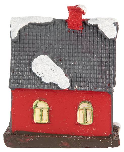Haus mit LED Rostock Rot - Kunststoff - 5 x 7 x 6 cm