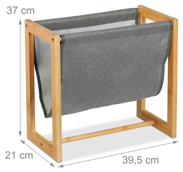Porte-documents en bambou et polyester Marron - Gris - Polyester - 40 x 37 x 21 cm