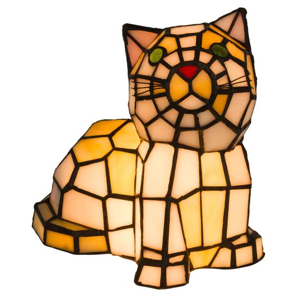 Tiffany Tischlampe Katze 8013 Orange - Glas - 13 x 18 x 18 cm