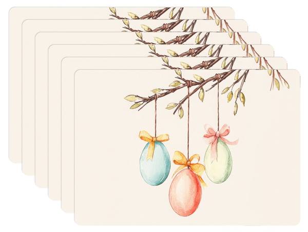 PLATZSETS Ostereier 6er-Set Weiß - Vinyl - 45 x 30 x 1 cm
