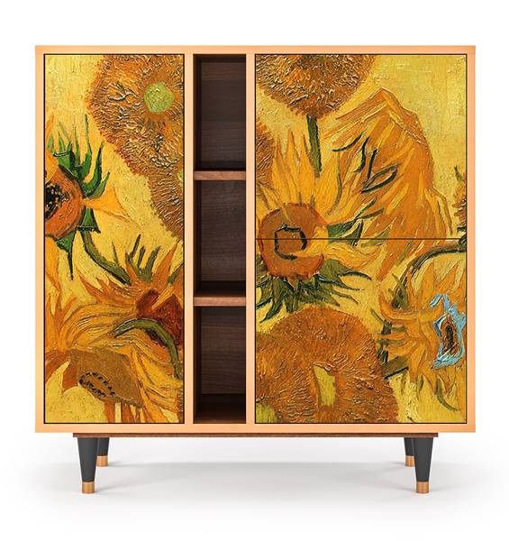 Sideboard BS5 Walnuss Gelb - Holzwerkstoff - 94 x 96 x 41 cm