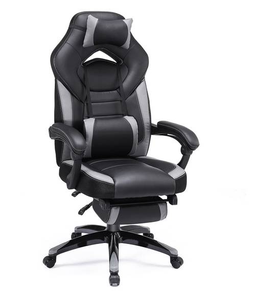 Gaming Stuhl Schreibtischstuhl Malabo Grau - Kunstleder - 64 x 128 x 70 cm
