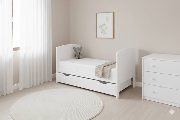 Babybett Småland Weiß - Naturfaser - 65 x 96 x 124 cm