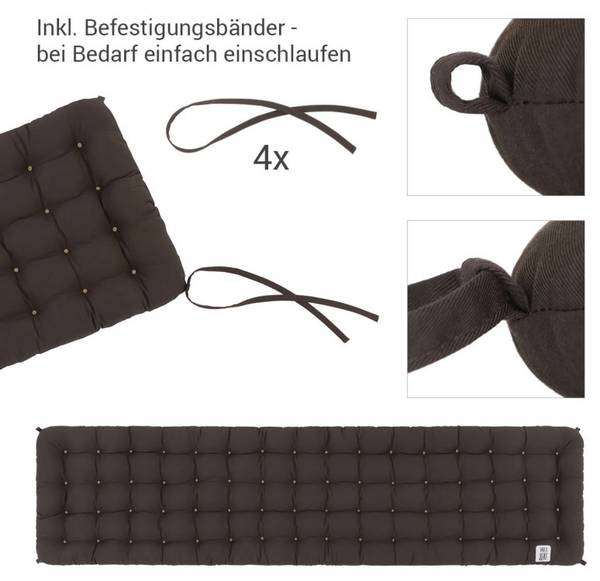 Bankauflage Sydney Braun - Tiefe: 180 cm