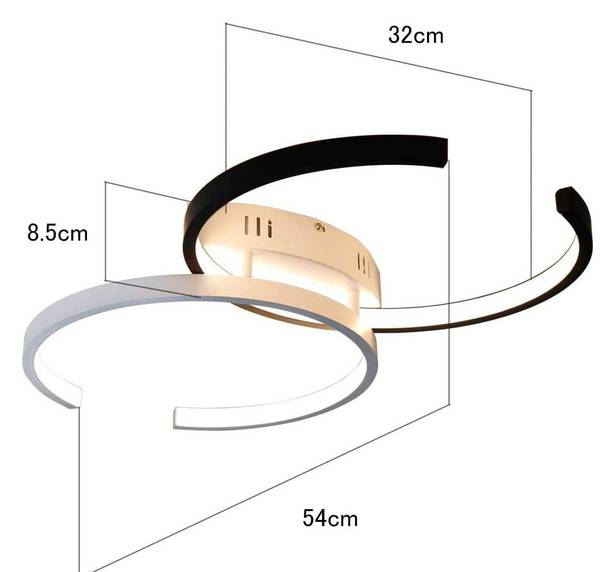 Plafonnier LED Dagmar Noir - Métal - 32 x 9 x 54 cm