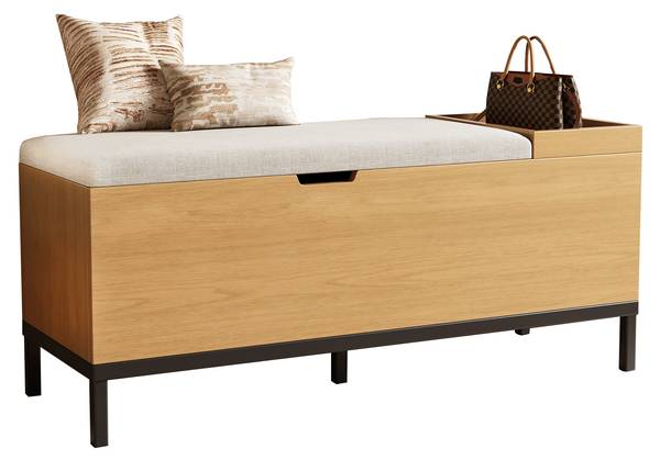 Schoenenbank NaturWoody bruin - plaatmateriaal op houtbasis - 40 x 50 x 115 cm