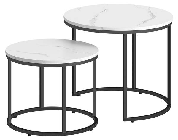 Couchtisch LINA 2er-Set Marmor Weiß Dekor