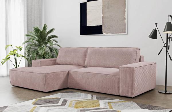 Canapé convertible AMELIA Mauve - Angle à gauche (vu de face)