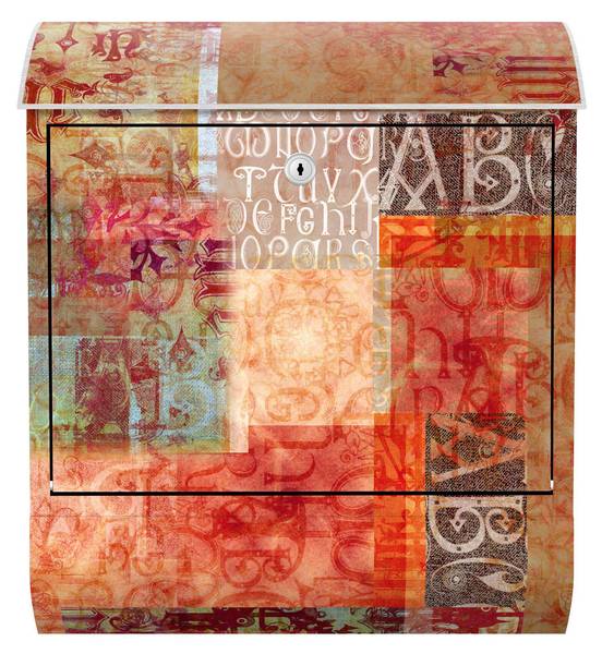Briefkasten Schriftmuster Rot - Stahl - 39 x 46 x 13 cm