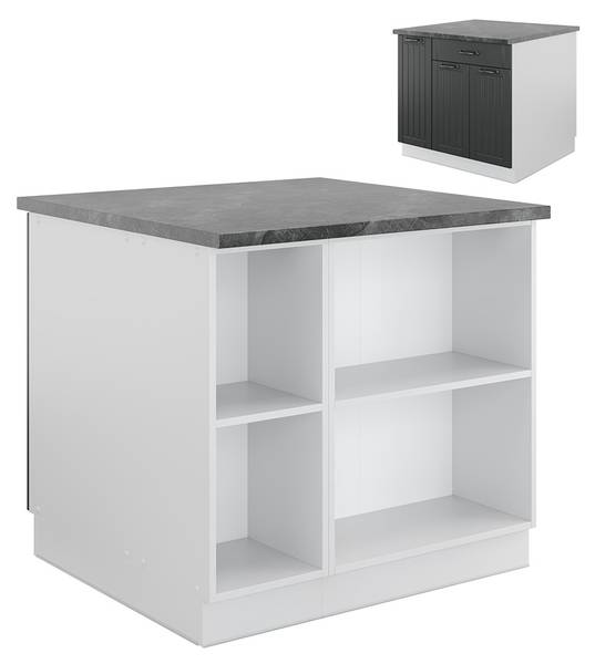 Îlot de cuisine Fame-Line 38709 Graphite - Blanc
