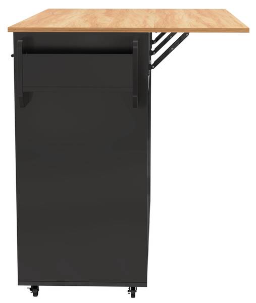 Küchenwagen WoodyZoom Ⅲ Schwarz - Holzwerkstoff - Massivholz - 46 x 92 x 139 cm