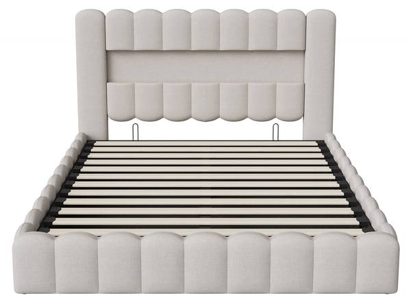 Polsterbett RRW05 Beige - Metall - Massivholz - 153 x 96 x 220 cm