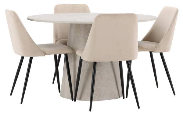 Essgruppe Lanzo (5-teilig) Beige - Holzwerkstoff - Holz teilmassiv - 120 x 75 x 120 cm