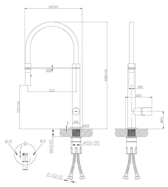 Mitigeur avec douchette cuisine Exil Noir