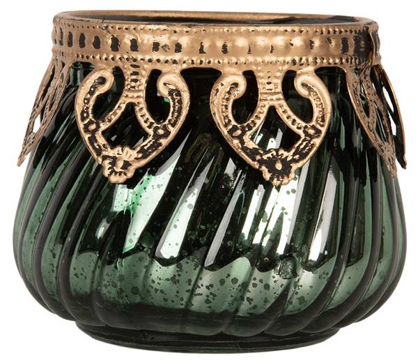 Waxinelichthouder Isidno groen - glas - 8 x 7 x 8 cm