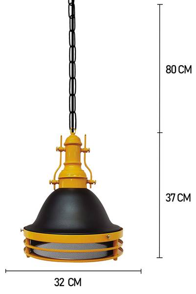 Pendelleuchte Turami Hängelampe Schwarz - Gelb