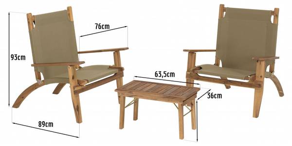 Salon de jardin en acacia 2 personnes Marron - Bois massif - 89 x 93 x 76 cm