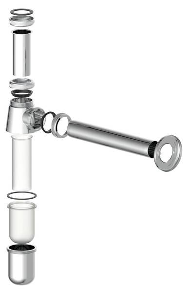 Siphon FLASCHENSIPHON Grau - Metall - Kunststoff - 7 x 19 x 26 cm