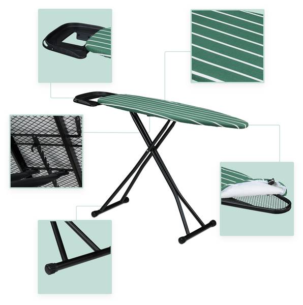 Strijkplank 121 x 39 cm verstelbaar zwart - groen - wit - staal - 145 x 88 x 40 cm