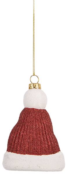 Kersthanger Kerstmuts MC66089 rood - kunststof - 4 x 10 x 7 cm