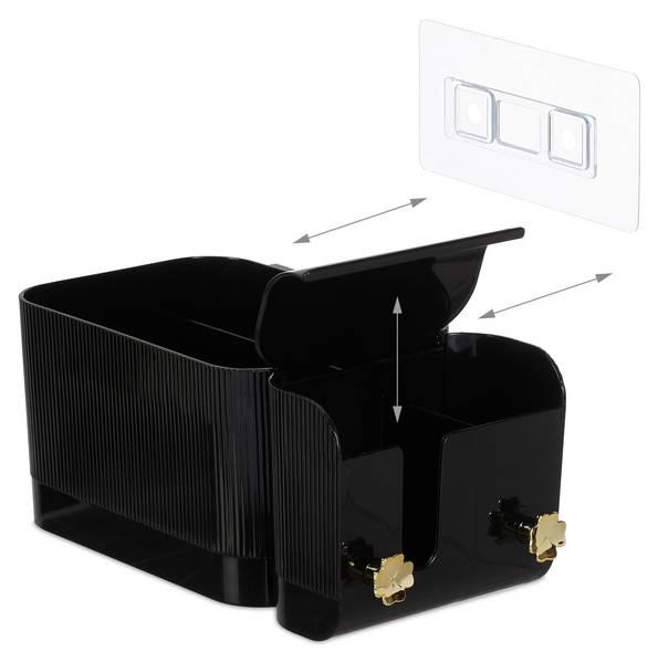 Organiseur cosmétiques mural Noir - Doré - Matière plastique - 24 x 10 x 13 cm