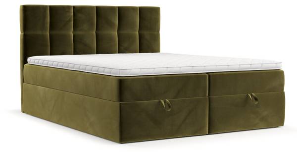 Boxspringbett SAVIO mit Stauraum Kronos Olivgrün - Liegefläche Breite: 140 cm