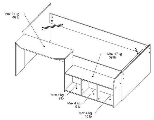 Bettkombination MIVONA Beige - Holz teilmassiv - 203 x 75 x 136 cm