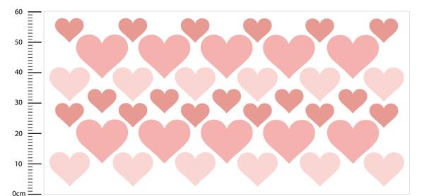 Wandtattoo für Kinder HERZEN Wanddeko 120 x 60 x 60 cm