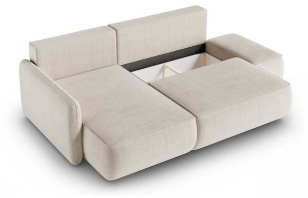 Ecksofa LUKA mit Schlaffunktion Beige - Ecke davorstehend links