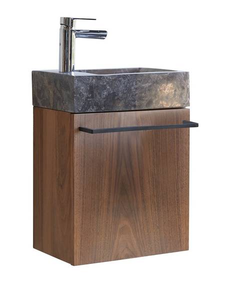 Badunterschrank Stelle Grau - Walnuss - 38 x 52 x 32 cm