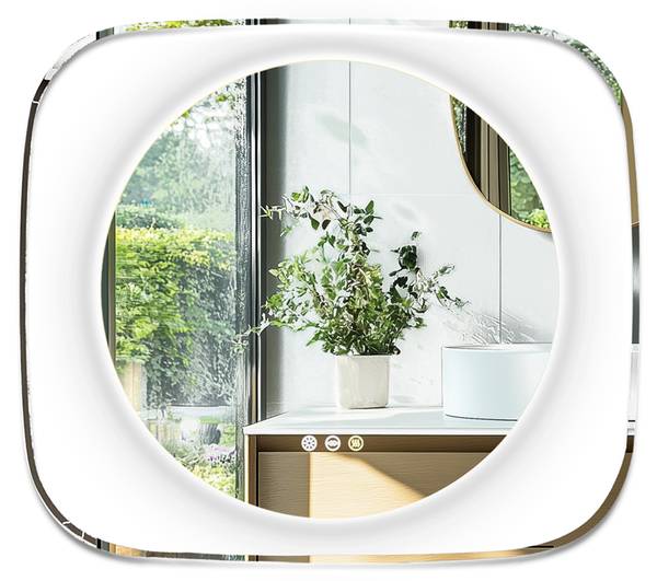 LED Spiegel mit Beleuchtung Touch Silber - Spiegelglas - 80 x 70 x 4 cm