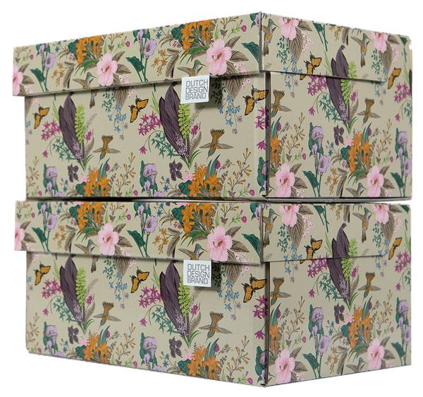 Speicherbox Botanical 2er Set Creme - Orange - Pink - Violett - Fassungsvermögen: 11 L