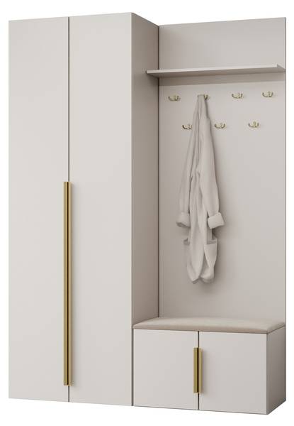 Garderobe-Set Kerkin Beige - Holzwerkstoff - 140 x 202 x 42 cm