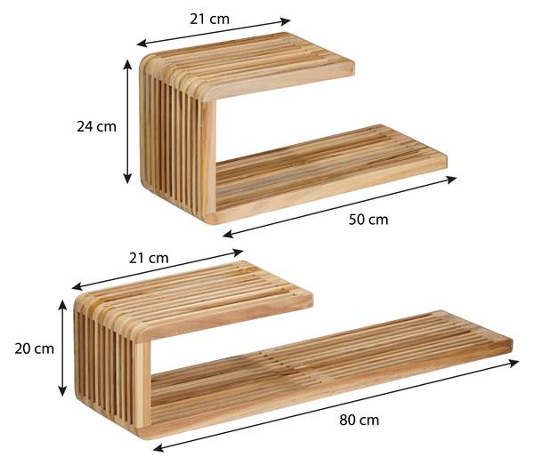 Bücherregal Josha 2er set Braun - Massivholz - 21 x 20 x 80 cm
