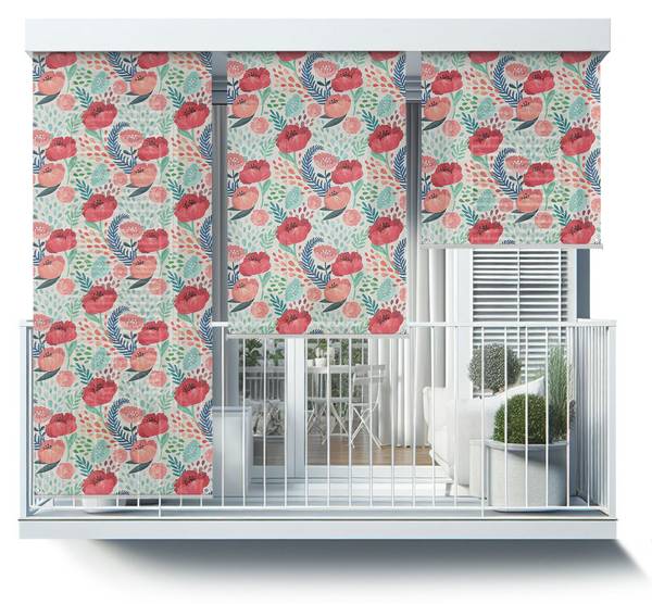 Außenrollo Papaver Rubrum Rot - Textil - 40 x 180 x 1 cm