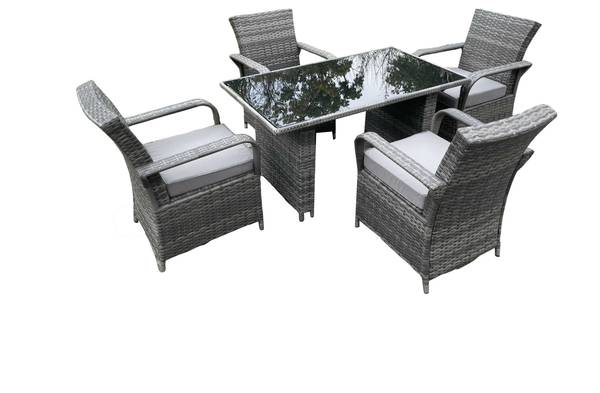 Esstisch Und Stuhl Set L(5er-Set) Grau - Webstoff