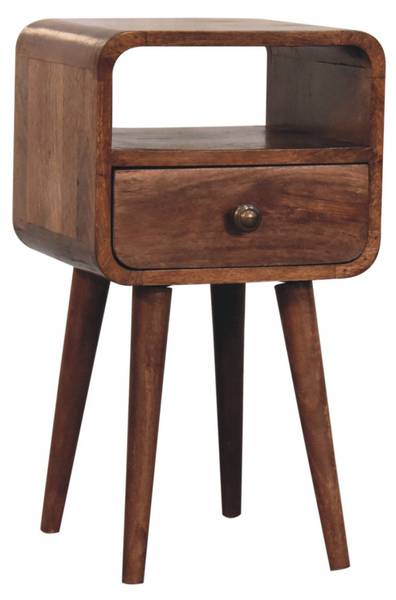 Nachtkastje Savoy bruin - mango - messing - 30 x 55 x 30 cm