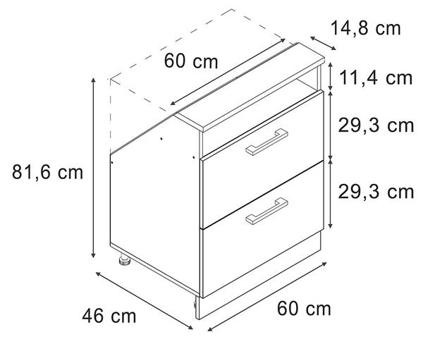 Meuble de rangement sous pente Rion56082 Imitation chêne - Gris platine