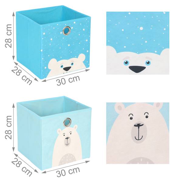 Kinderboekenkast met 2 manden blauw - wit - plaatmateriaal op houtbasis - papier - textiel - 72 x 79 x 31 cm