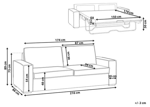 Sofa VUOKATTI 2-tlg Weiß - Naturfaser - 216 x 89 x 1 cm