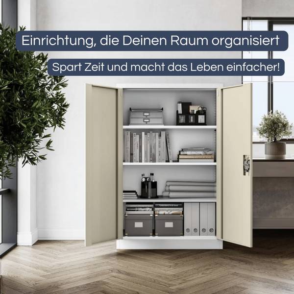 Aktenschrank abschließbar KEVIN Rehbraun - Weiß