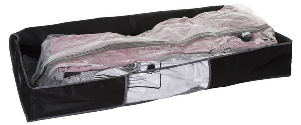 Housse rangement sous vide lit AIR Noir - Matière plastique - 45 x 15 x 100 cm