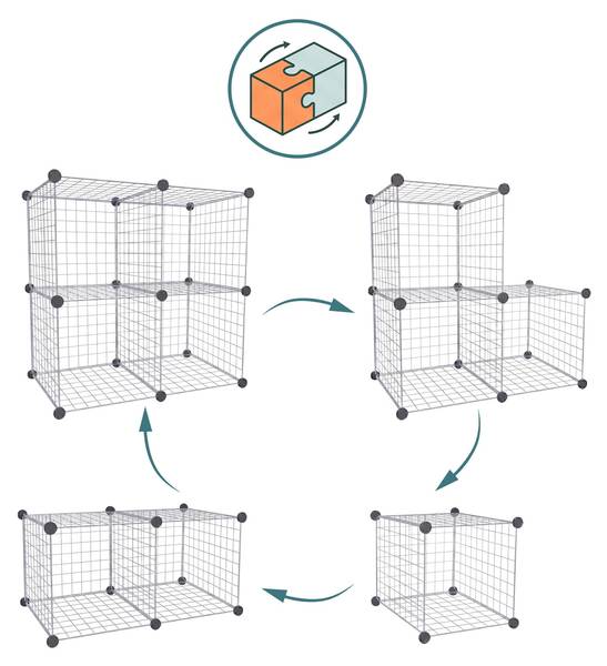 Ensemble de cubes modulaires Argenté - Hauteur : 75 cm