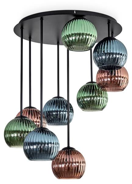 Deckenleuchte Cesaro Blau - Grün - Aluminium - Klarglas - 57 x 69 x 57 cm