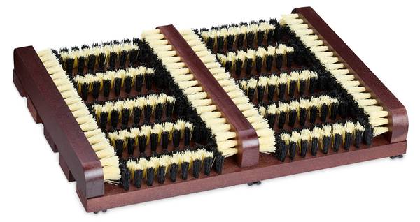 Schuhabstreifer mit Bürsten Beige - Schwarz - Braun - Holzwerkstoff - Kunststoff - 36 x 6 x 26 cm