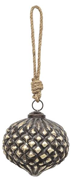 Kerstbal Snow 36772 bruin - glas - 9 x 9 x 9 cm