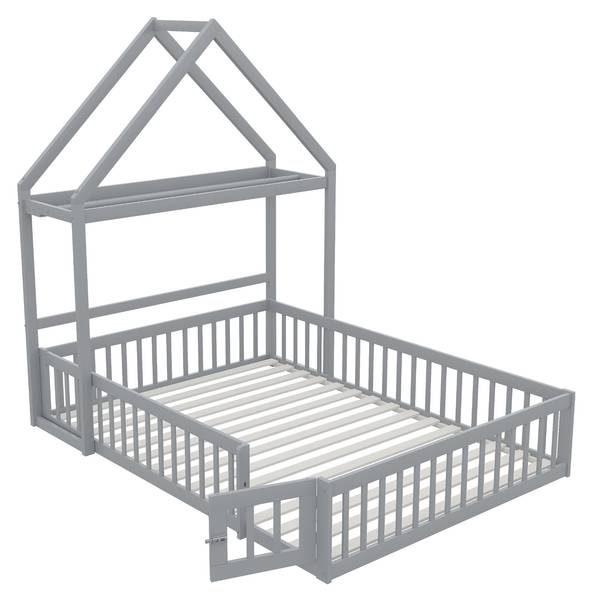Kinderbett SafeHomey Ⅰ Grau - Holzwerkstoff - 154 x 198 x 205 cm