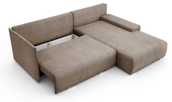 Ecksofa LAVIO L mit Schlaffunktion Beige - Polyester - 246 x 93 x 188 cm