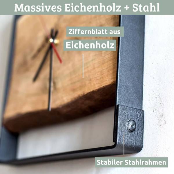 Wanduhr EFFO mit Nuten Braun - Massivholz - 38 x 37 x 4 cm