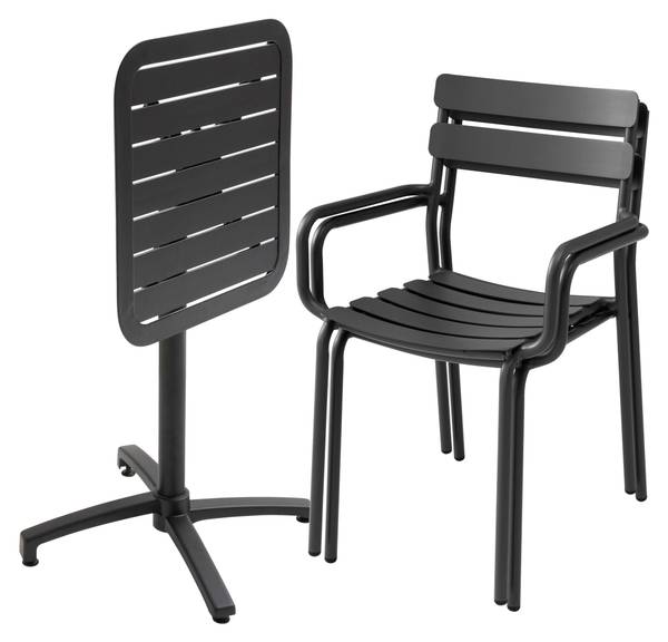 Gartenset Almada Schwarz - Metall - 60 x 72 x 60 cm